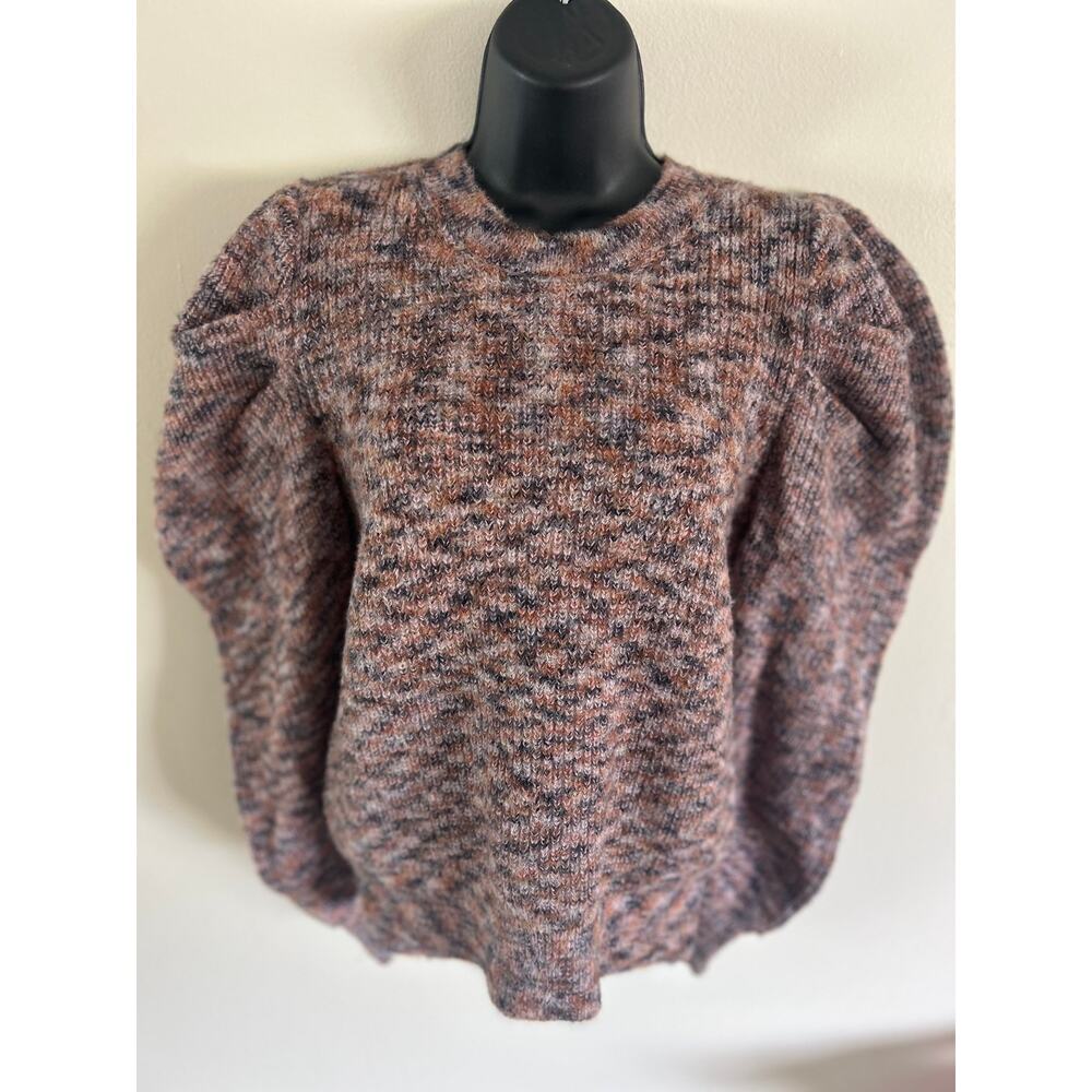 Moon River Puff Sleeve Sweater Small Metallic Knit Crewneck